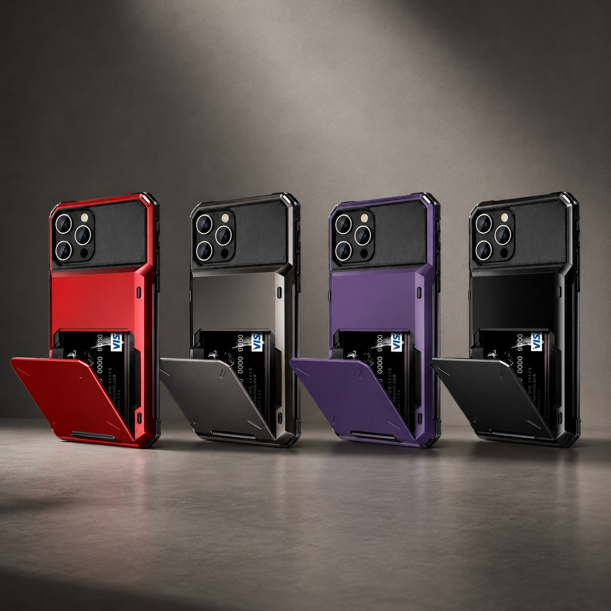 Premium iPhone Case Wallet Cover Card Holder Shockproof Protective Cover Slide Card Storage Anti Fingerprint Business Style Design