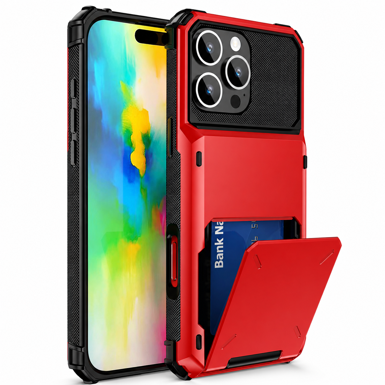 Premium iPhone Case Wallet Cover Card Holder Shockproof Protective Cover Slide Card Storage Anti Fingerprint Business Style Design