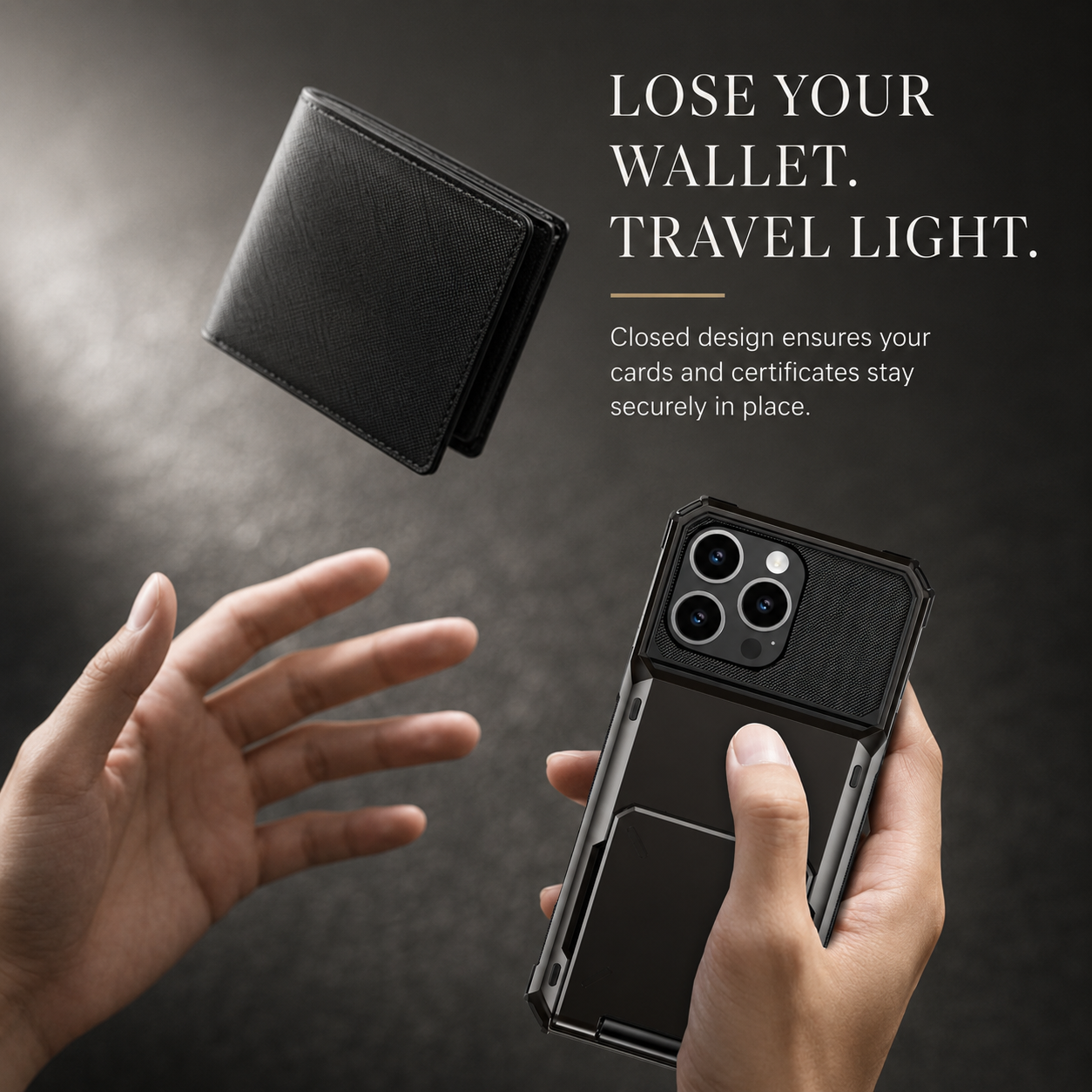 Premium iPhone Case Wallet Cover Card Holder Shockproof Protective Cover Slide Card Storage Anti Fingerprint Business Style Design