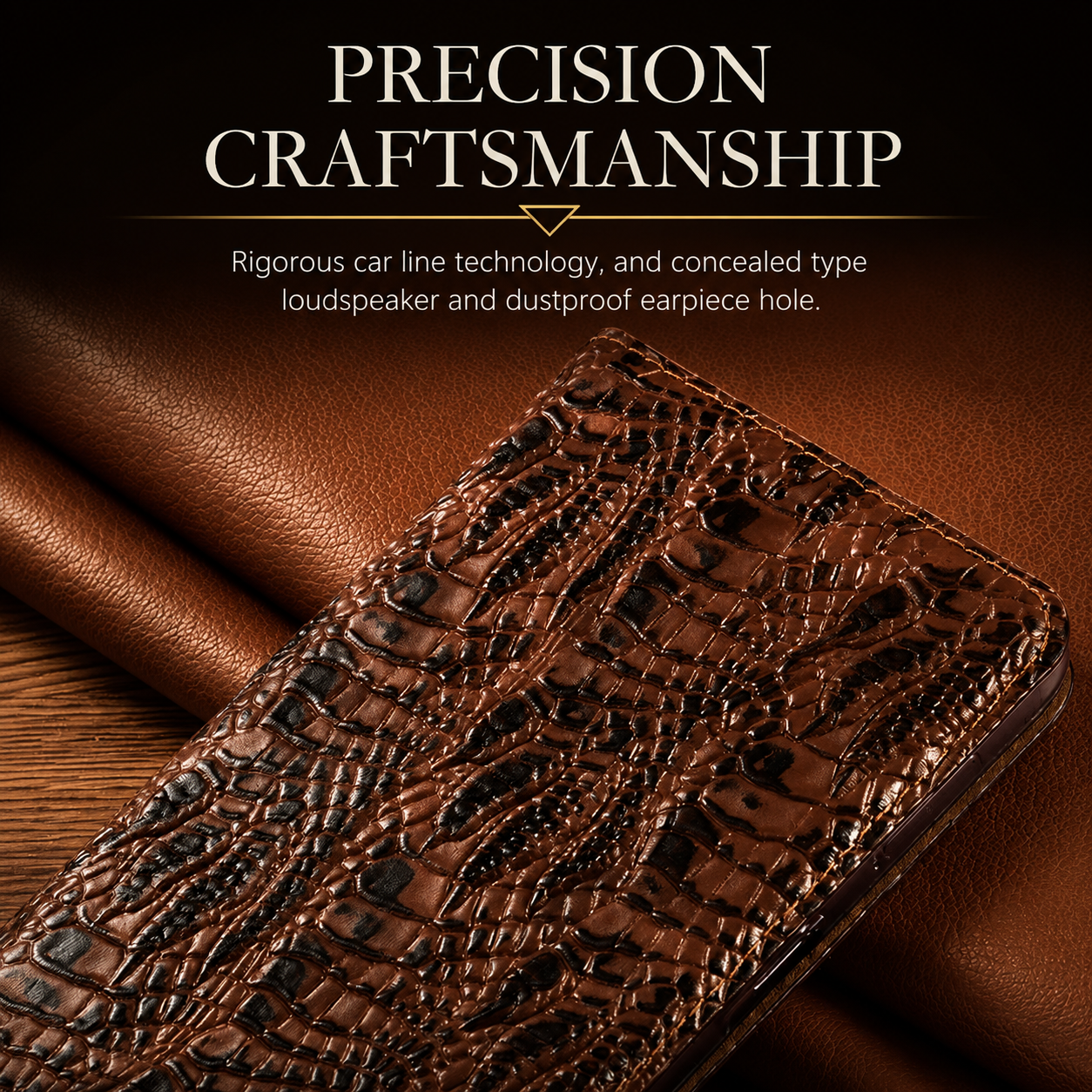 Premium iPhone Case Wallet Cover Genuine Leather Card Holder Flip Protective Cover Non Slip Full Coverage Crocodile Texture Design