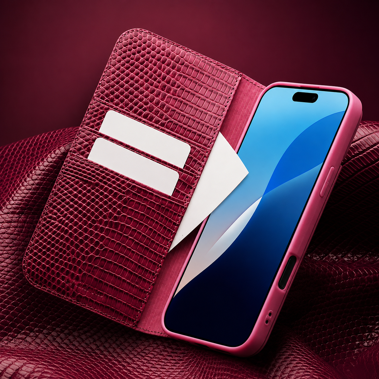 Premium iPhone Case Wallet Cover Genuine Leather Card Holder Shockproof Protective Cover Magnetic Closure Kickstand Design
