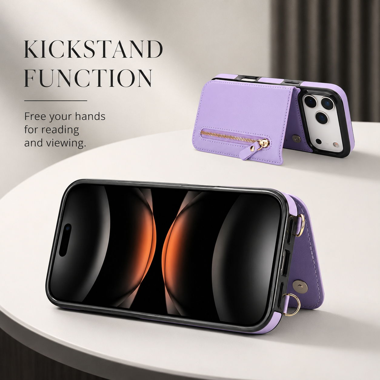Premium iPhone Case Wallet Cover RFID Protection Card Holder Crossbody Strap Shockproof Protective Cover Zipper Storage Leather Design