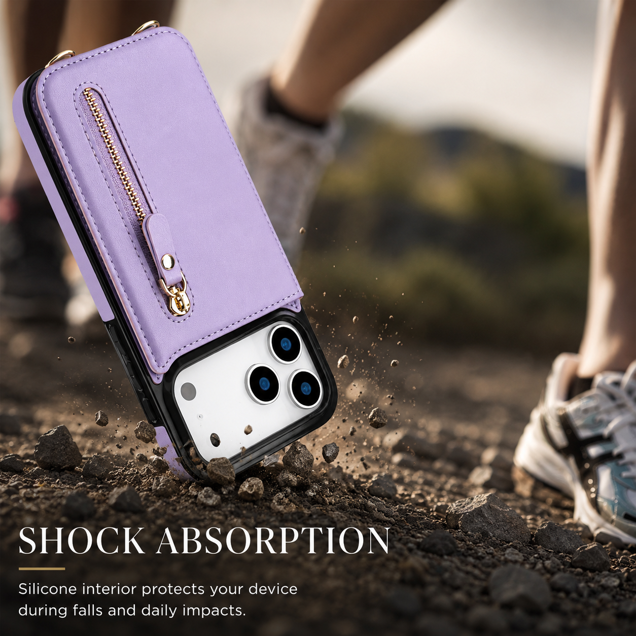 Premium iPhone Case Wallet Cover RFID Protection Card Holder Crossbody Strap Shockproof Protective Cover Zipper Storage Leather Design