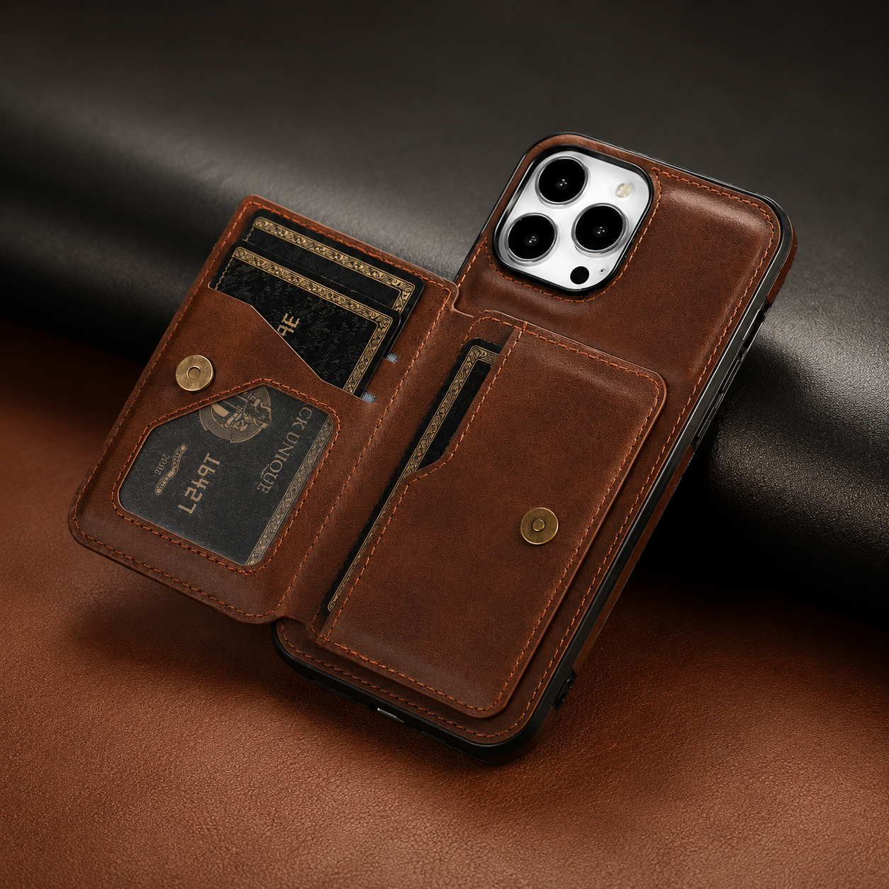 Premium iPhone Case Wallet Cover RFID Protection Card Holder Shockproof Protective Cover Magnetic Closure Leather Design