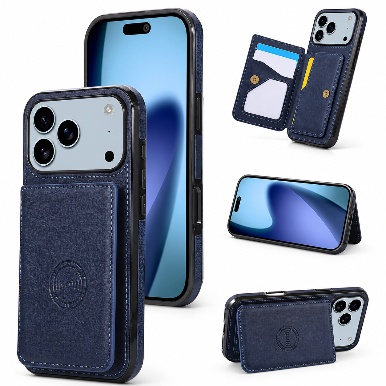 Premium iPhone Case Wallet Cover RFID Protection Card Holder Shockproof Protective Cover Magnetic Closure Leather Design