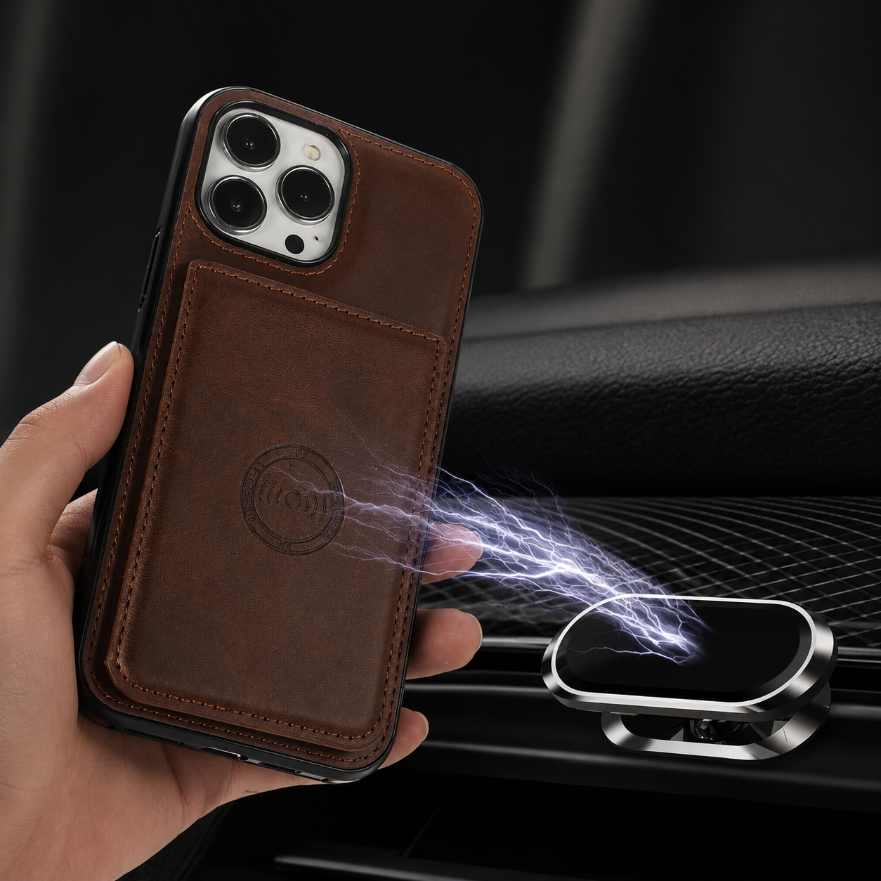 Premium iPhone Case Wallet Cover RFID Protection Card Holder Shockproof Protective Cover Magnetic Closure Leather Design