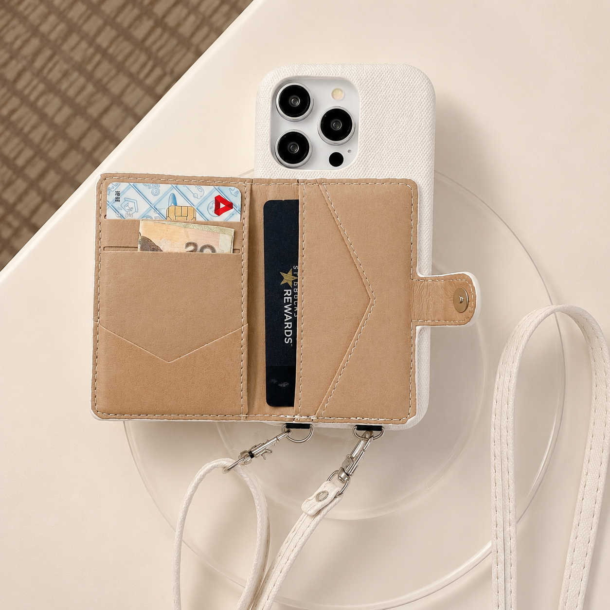 Premium iPhone Case Wallet Crossbody Flip Cover PU Leather Card Pocket Shoulder Strap Magnetic Closure Shockproof RFID Blocking Full Coverage
