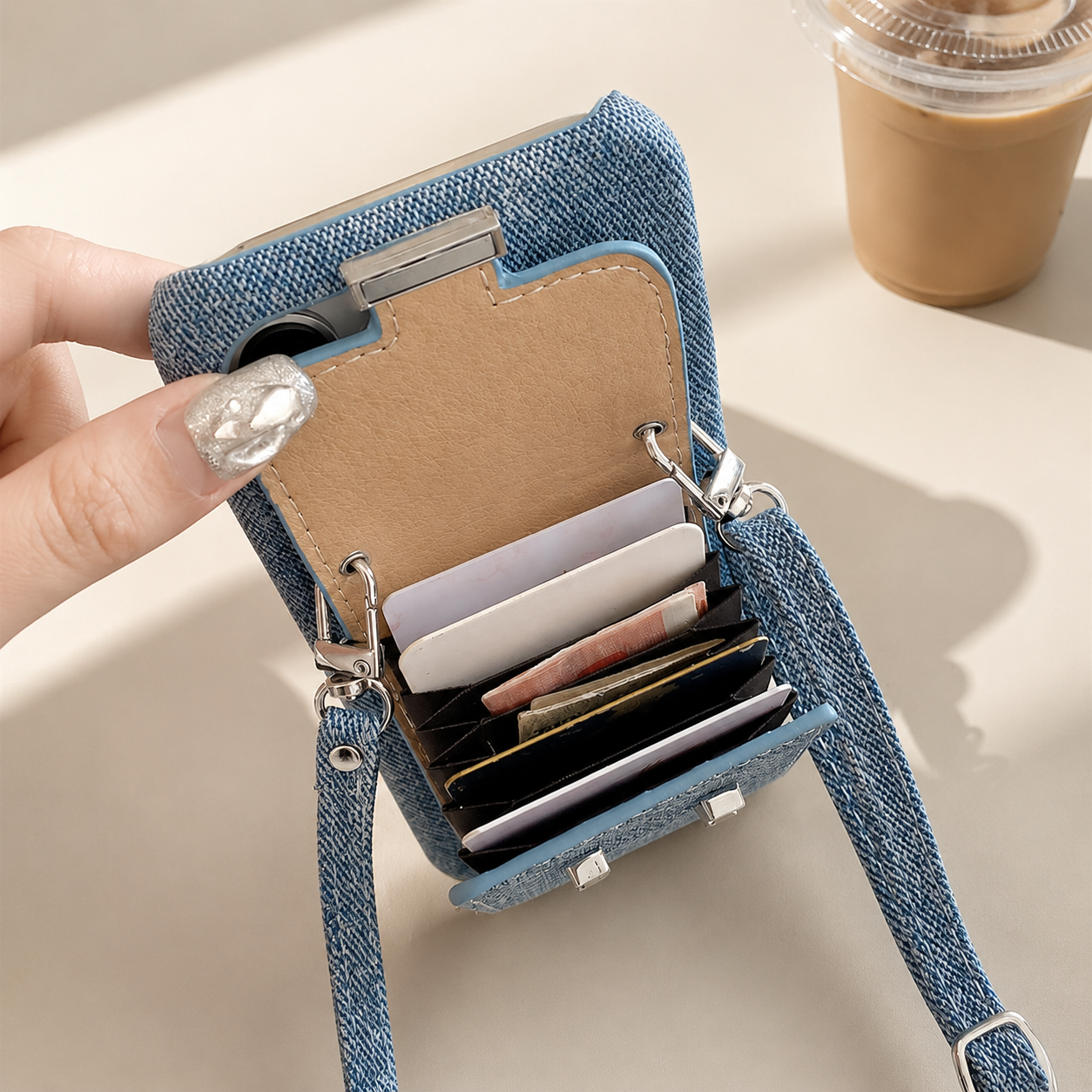 Premium iPhone Case Wallet Crossbody Flip Cover PU Leather Card Pocket Shoulder Strap Magnetic Closure Shockproof RFID Blocking Full Coverage