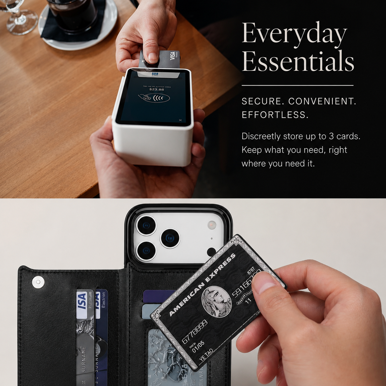 Premium iPhone Case Wallet Flip Cover Card Holder Magnetic Closure Camera Lens Protection Shockproof Full Body Kickstand Slim Design