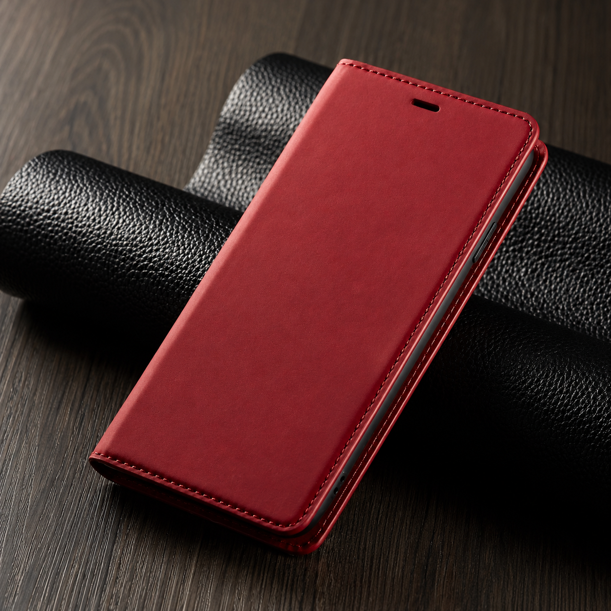 Premium iPhone Case Wallet Flip Cover Card Holder Magnetic Closure Camera Lens Protection Shockproof Full Body Suede Leather Slim Design