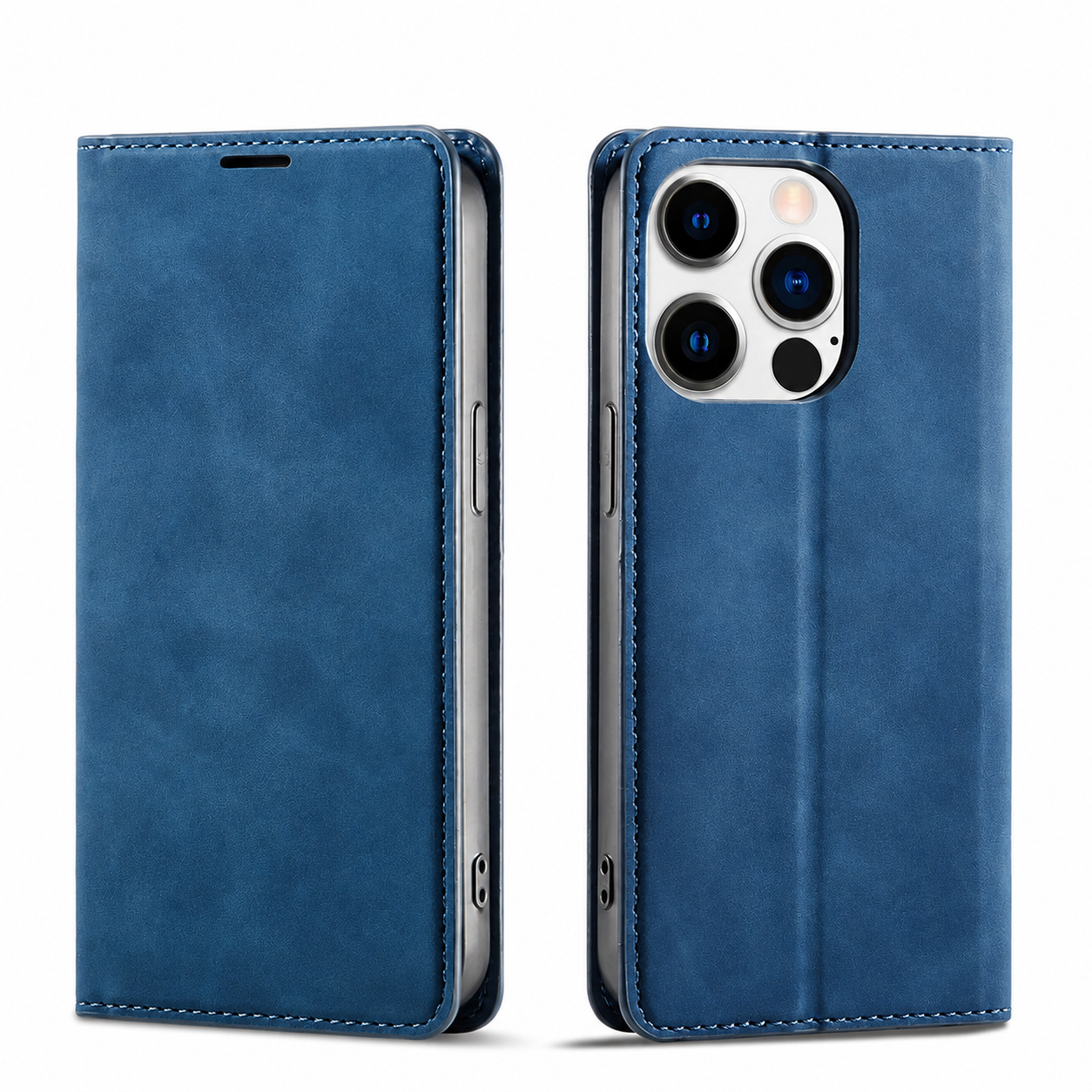 Premium iPhone Case Wallet Flip Cover Card Holder Magnetic Closure Camera Lens Protection Shockproof Full Body Suede Leather Slim Design