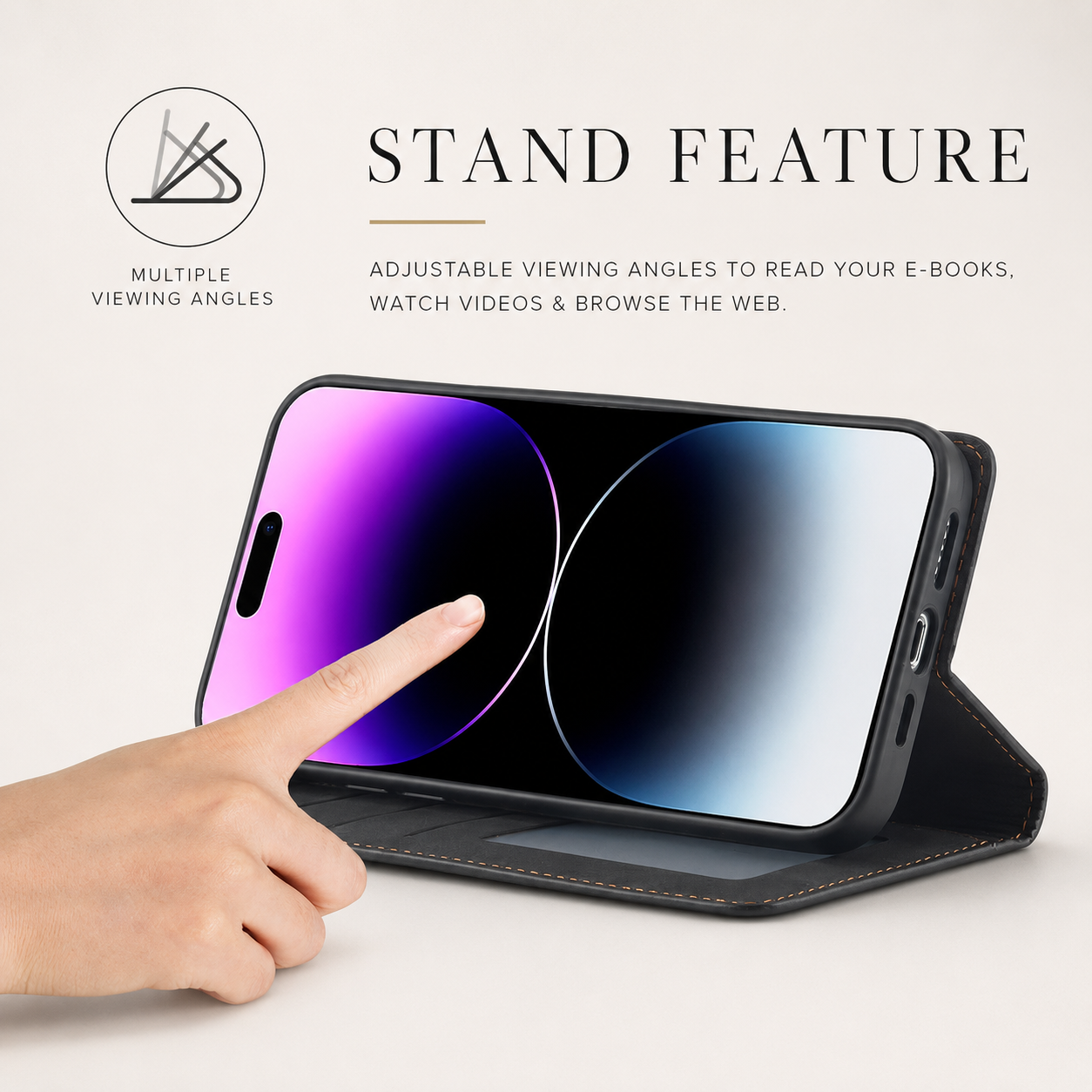 Premium iPhone Case Wallet Flip Cover Card Holder Magnetic Closure Camera Lens Protection Shockproof Full Body Suede Leather Slim Design