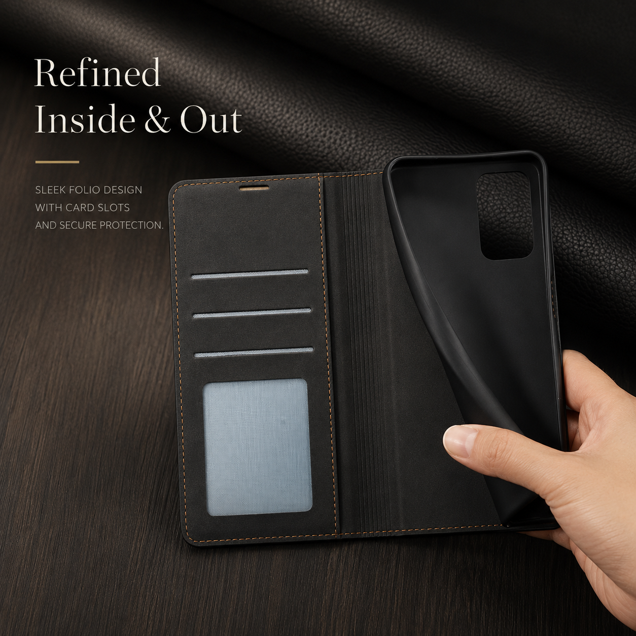 Premium iPhone Case Wallet Flip Cover Card Holder Magnetic Closure Camera Lens Protection Shockproof Full Body Suede Leather Slim Design