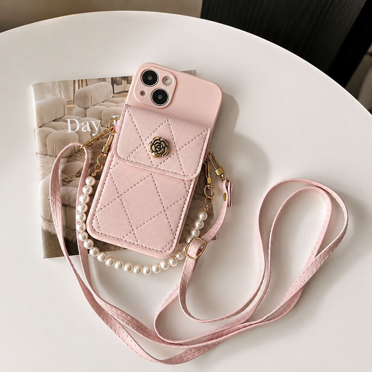 Premium iPhone Case Wallet MagSafe Compatible Crossbody Strap Card Holder Protective Cover Camera Lens Protection Shockproof Slim Design