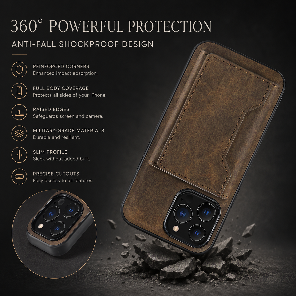 Premium iPhone Case Wallet MagSafe Compatible Detachable Leather Card Holder Magnetic Flip Stand Shockproof Protective Cover Camera Lens Protection Slim Design