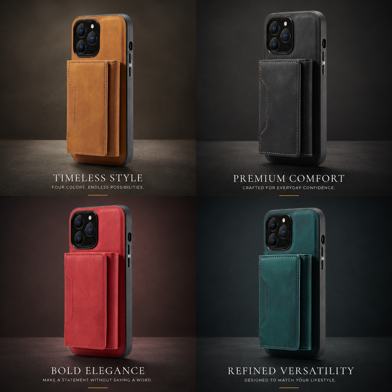 Premium iPhone Case Wallet MagSafe Compatible Detachable Leather Card Holder Magnetic Flip Stand Shockproof Protective Cover Camera Lens Protection Slim Design