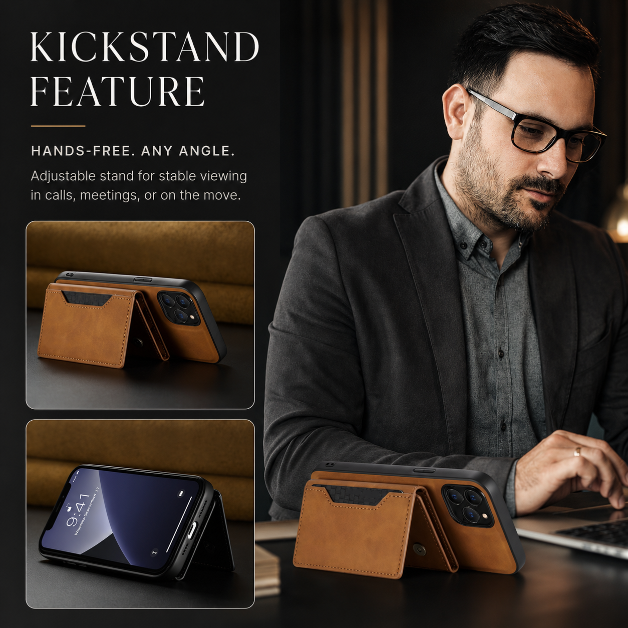 Premium iPhone Case Wallet MagSafe Compatible Detachable Leather Card Holder Magnetic Flip Stand Shockproof Protective Cover Camera Lens Protection Slim Design