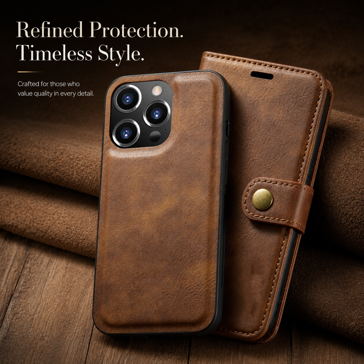 Premium iPhone Case Wallet MagSafe Compatible Detachable Magnetic Leather Protective Cover Card Holder Camera Lens Protection Shockproof Slim Design