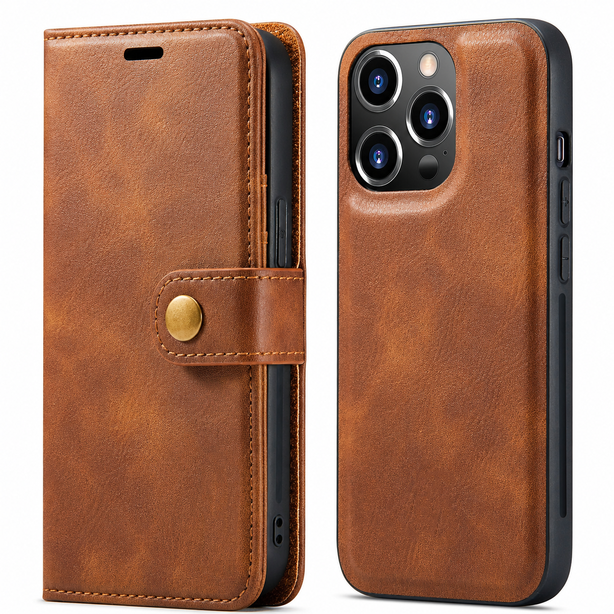 Premium iPhone Case Wallet MagSafe Compatible Detachable Magnetic Leather Protective Cover Card Holder Camera Lens Protection Shockproof Slim Design