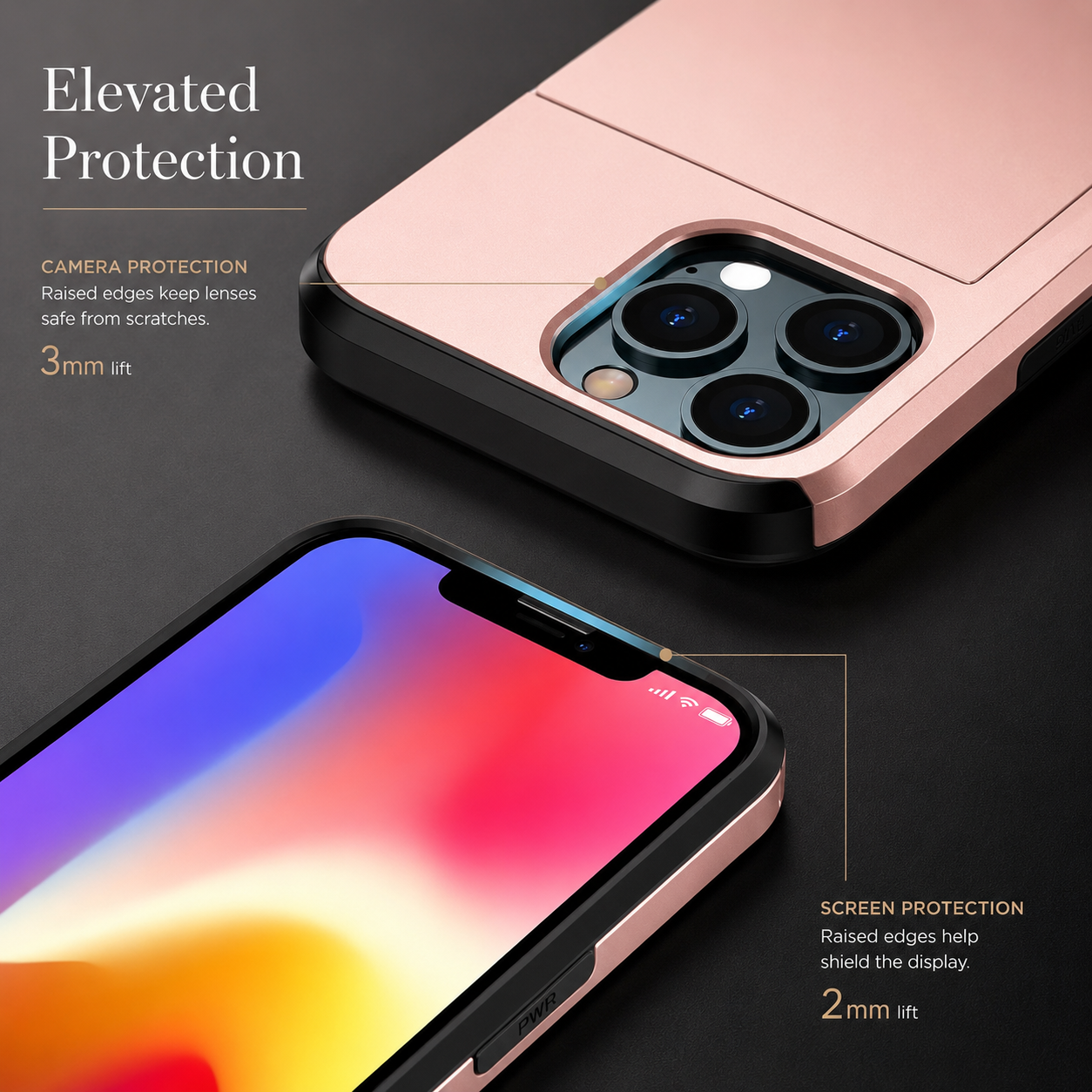 Premium iPhone Case Wallet MagSafe Compatible Dual Layer Slider Card Holder Protective Cover Camera Lens Protection Shockproof Slim Design