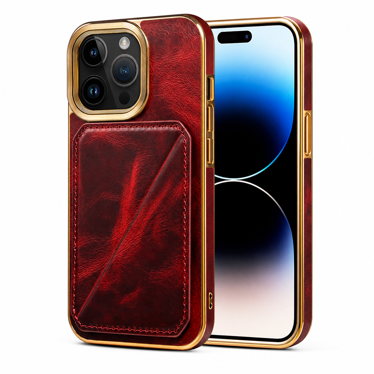 Premium iPhone Case Wallet MagSafe Compatible Genuine Cowhide Leather Cover Magnetic Card Holder Camera Lens Protection Shockproof Full Body Slim Design