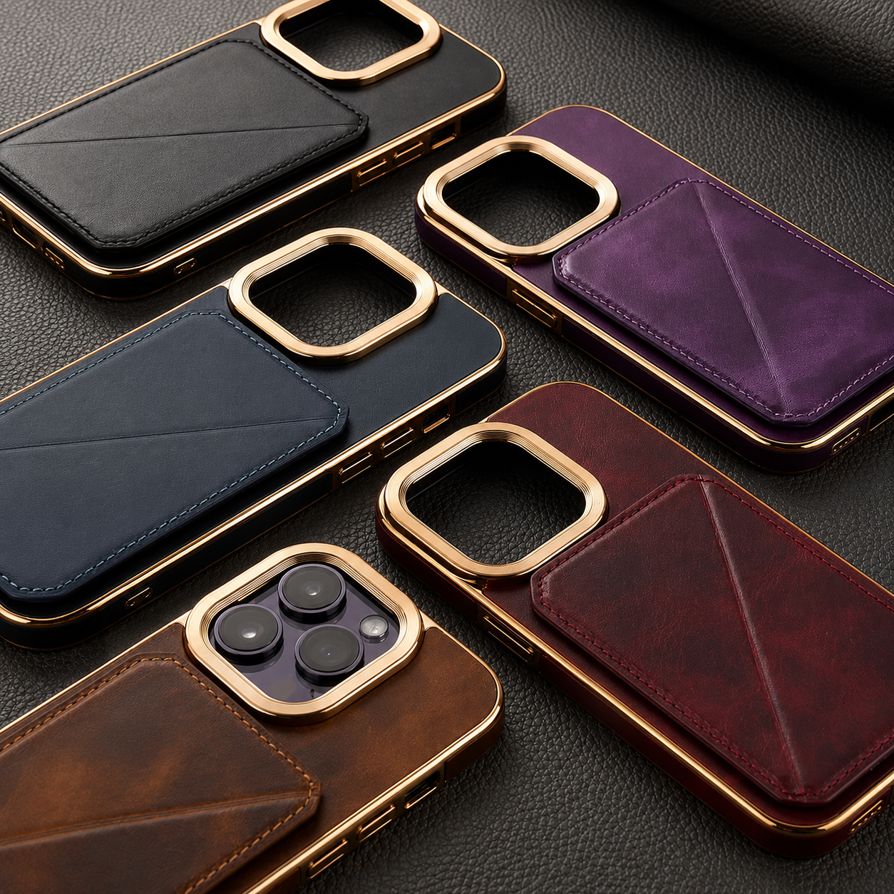 Premium iPhone Case Wallet MagSafe Compatible Genuine Cowhide Leather Cover Magnetic Card Holder Camera Lens Protection Shockproof Full Body Slim Design