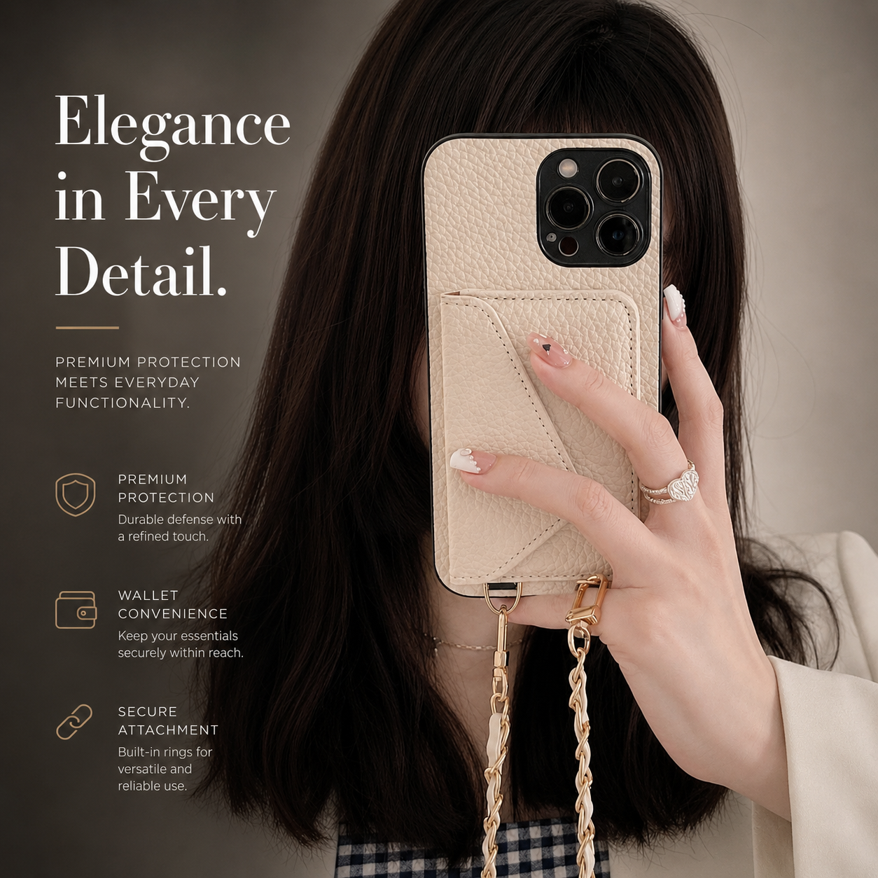 Premium iPhone Case Wallet MagSafe Compatible Leather Card Holder Crossbody Strap Shockproof Protective Cover Camera Lens Protection Slim Design