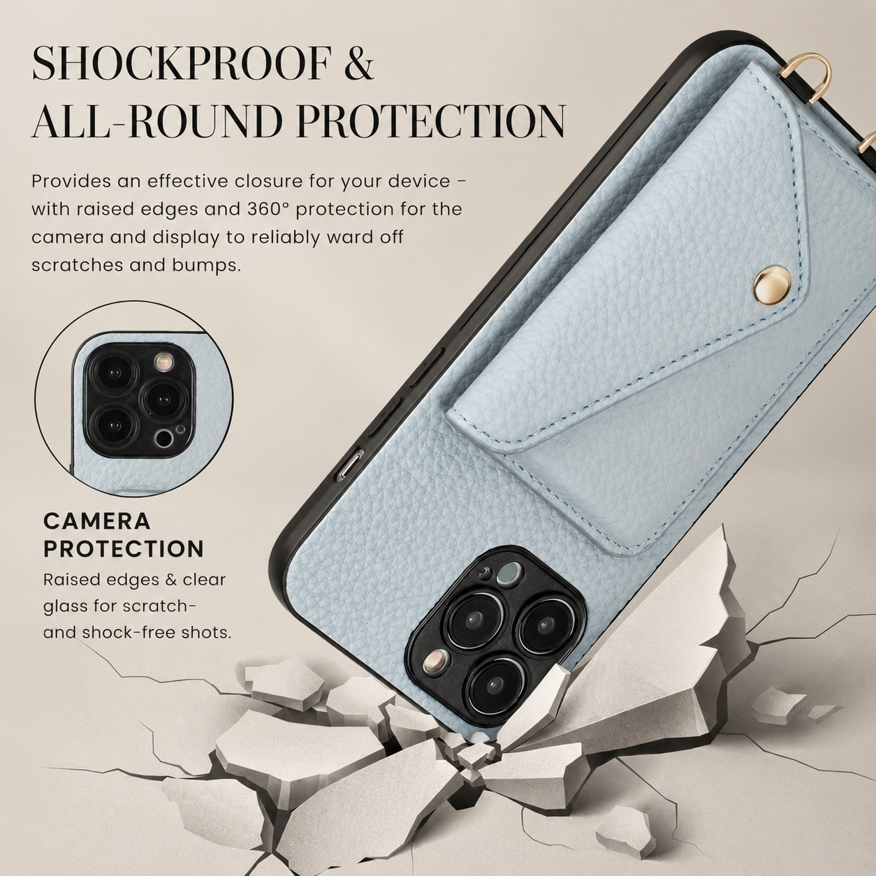 Premium iPhone Case Wallet MagSafe Compatible Leather Card Holder Crossbody Strap Shockproof Protective Cover Camera Lens Protection Slim Design