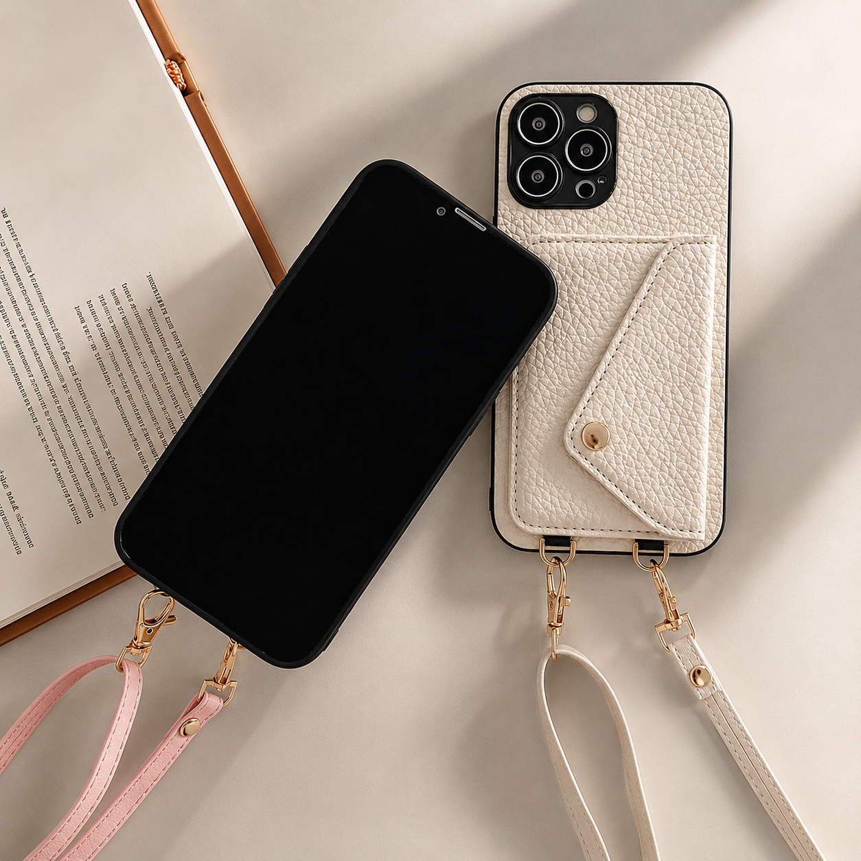 Premium iPhone Case Wallet MagSafe Compatible Leather Card Holder Crossbody Strap Shockproof Protective Cover Camera Lens Protection Slim Design