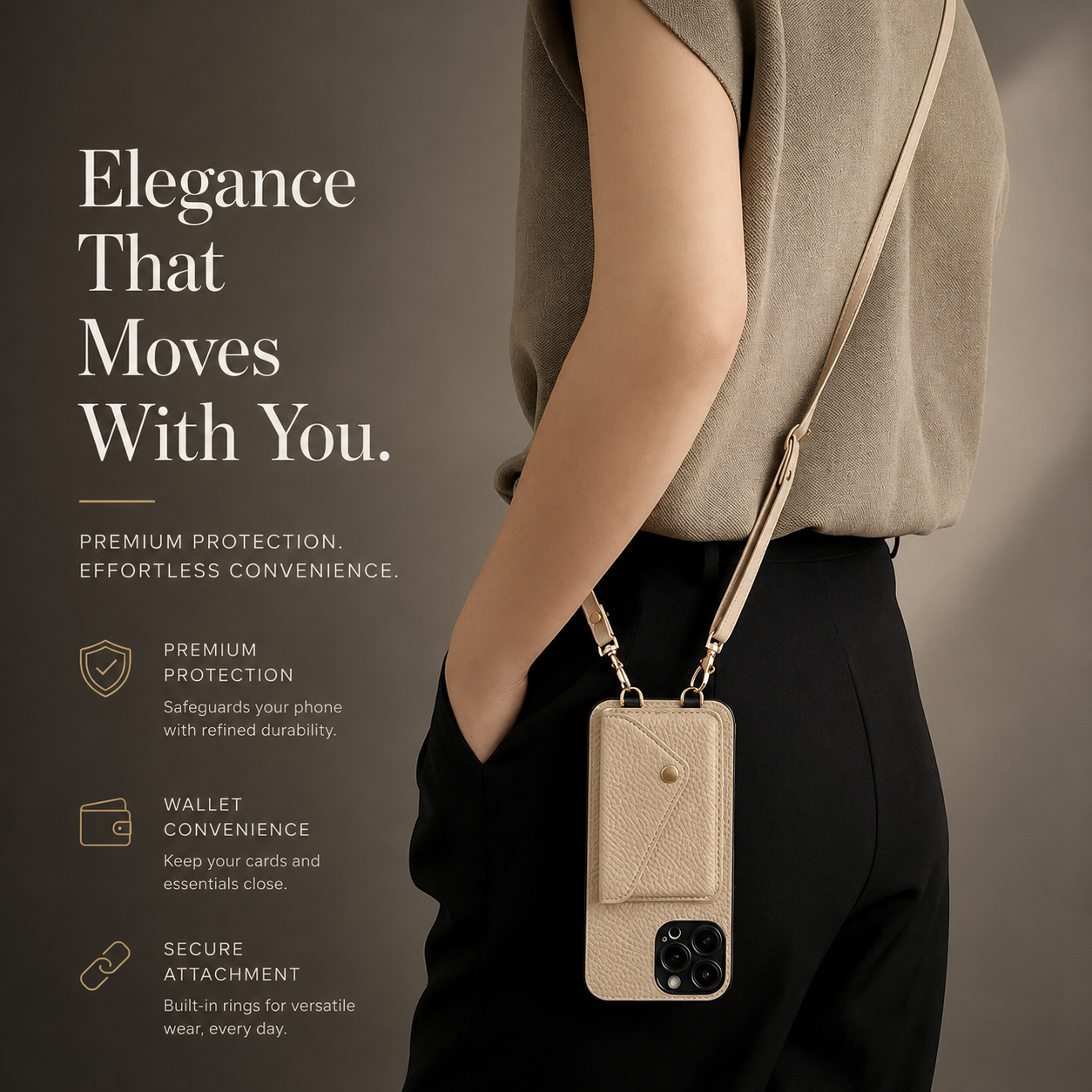 Premium iPhone Case Wallet MagSafe Compatible Leather Card Holder Crossbody Strap Shockproof Protective Cover Camera Lens Protection Slim Design