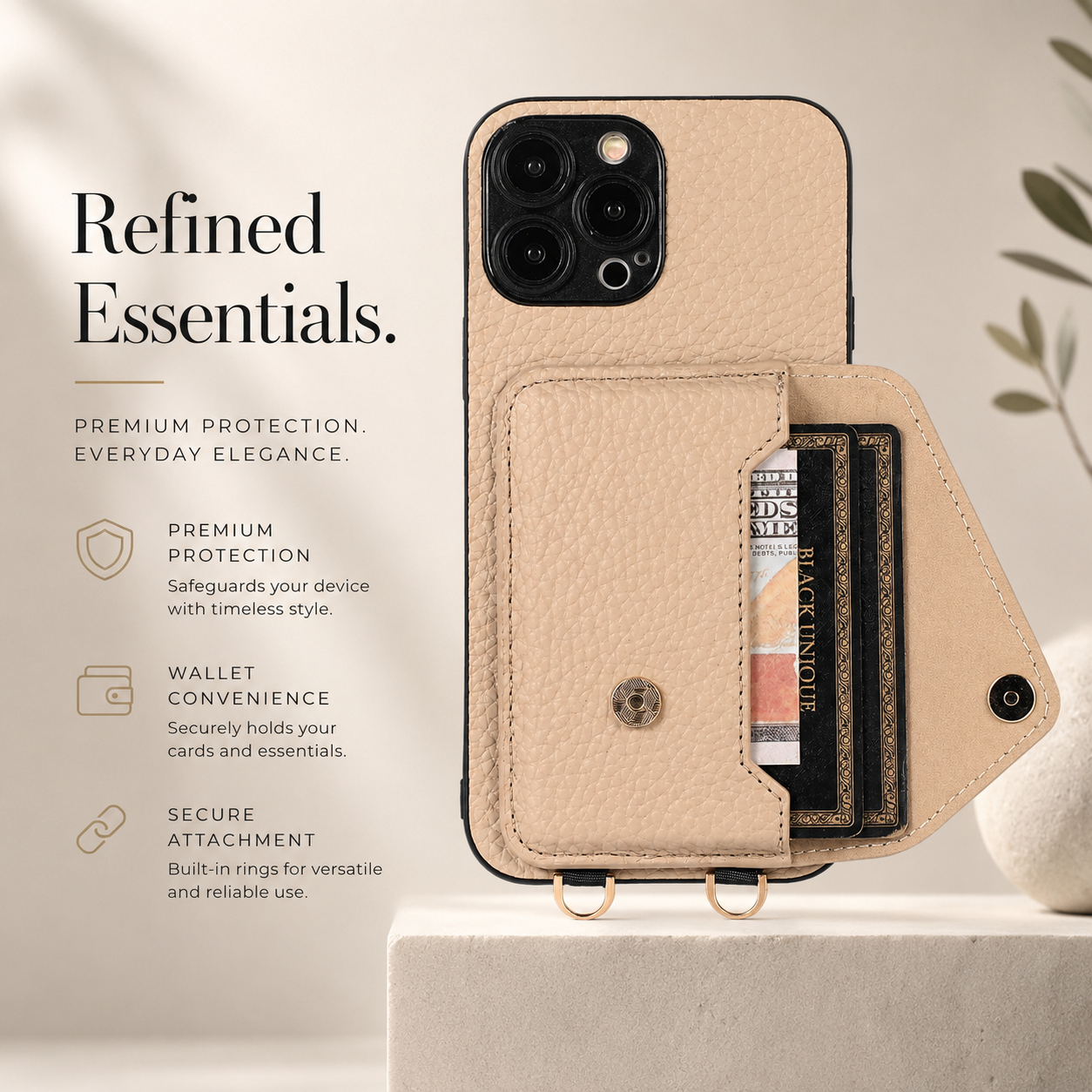Premium iPhone Case Wallet MagSafe Compatible Leather Card Holder Crossbody Strap Shockproof Protective Cover Camera Lens Protection Slim Design