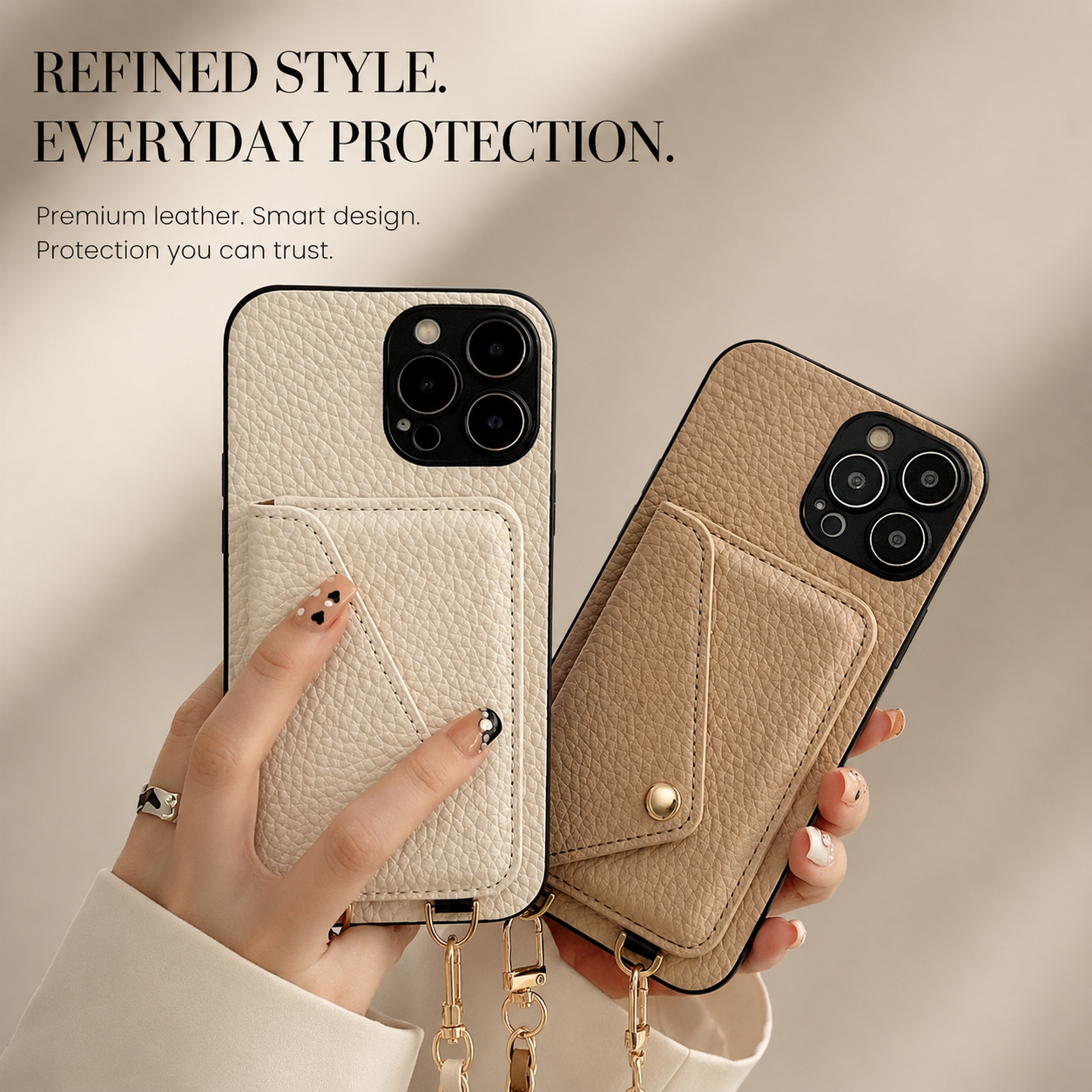 Premium iPhone Case Wallet MagSafe Compatible Leather Card Holder Crossbody Strap Shockproof Protective Cover Camera Lens Protection Slim Design