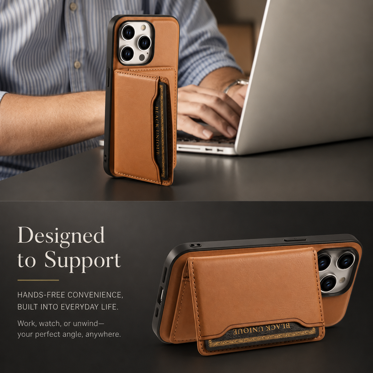 Premium iPhone Case Wallet MagSafe Compatible Leather Card Holder Protective Cover Camera Lens Protection Shockproof Slim Lightweight Design