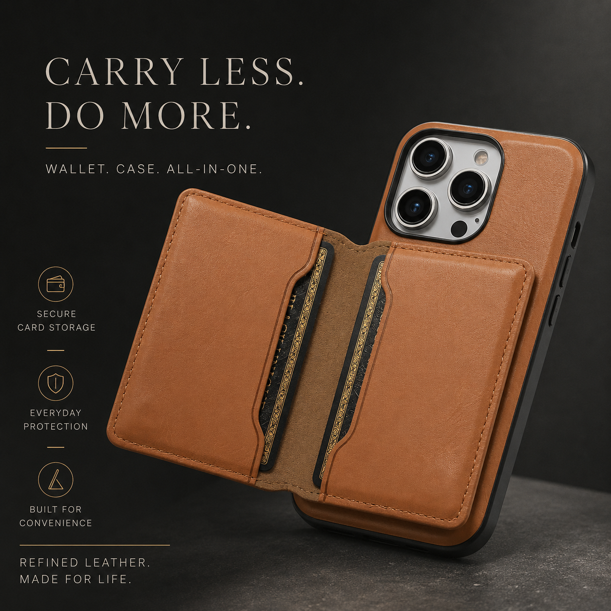Premium iPhone Case Wallet MagSafe Compatible Leather Card Holder Protective Cover Camera Lens Protection Shockproof Slim Lightweight Design