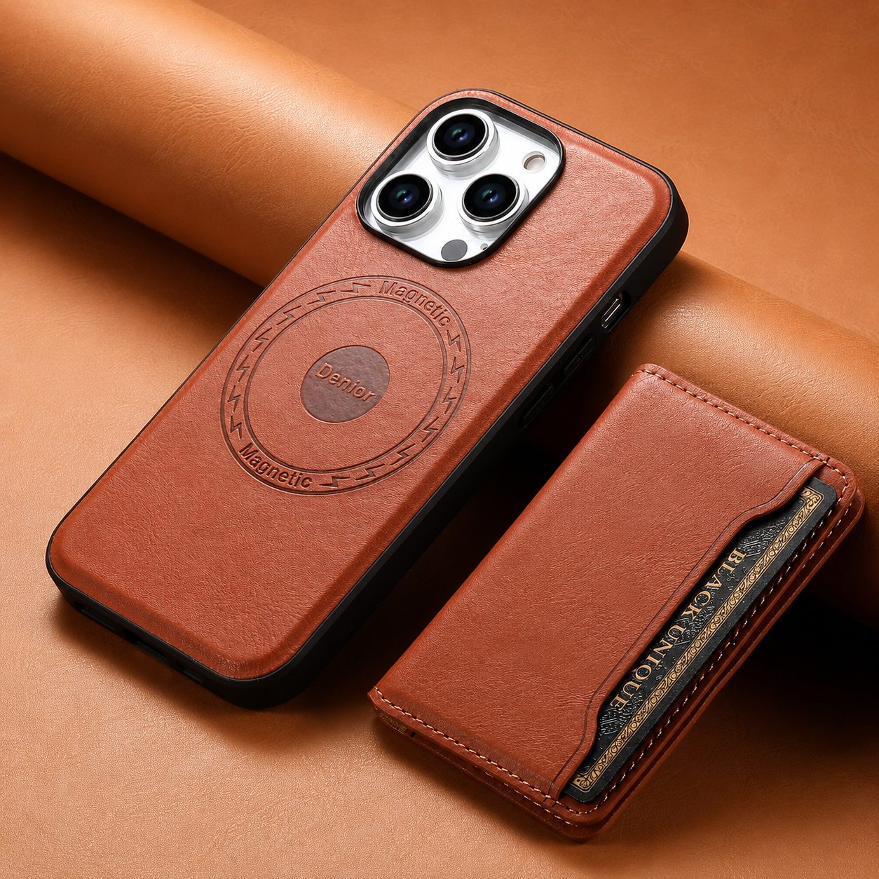 Premium iPhone Case Wallet MagSafe Compatible Leather Card Holder Protective Cover Camera Lens Protection Shockproof Slim Lightweight Design