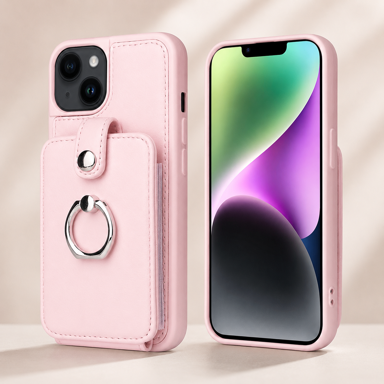 Premium iPhone Case Wallet MagSafe Compatible Leather Card Holder Ring Stand Protective Cover Camera Lens Protection Shockproof Slim Design