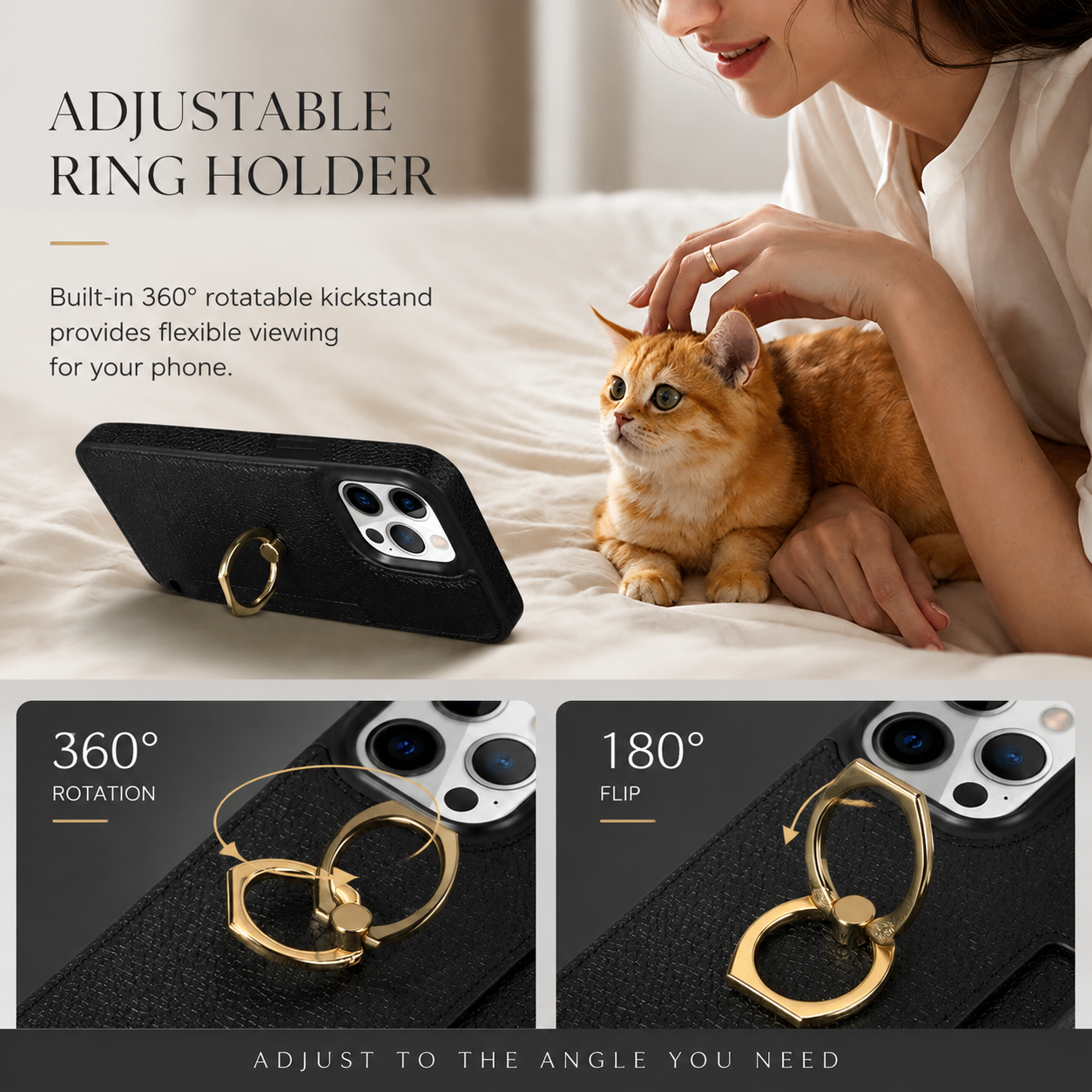 Premium iPhone Case Wallet MagSafe Compatible Leather Card Holder Ring Stand Shockproof Protective Cover Camera Lens Guard Wireless Charging