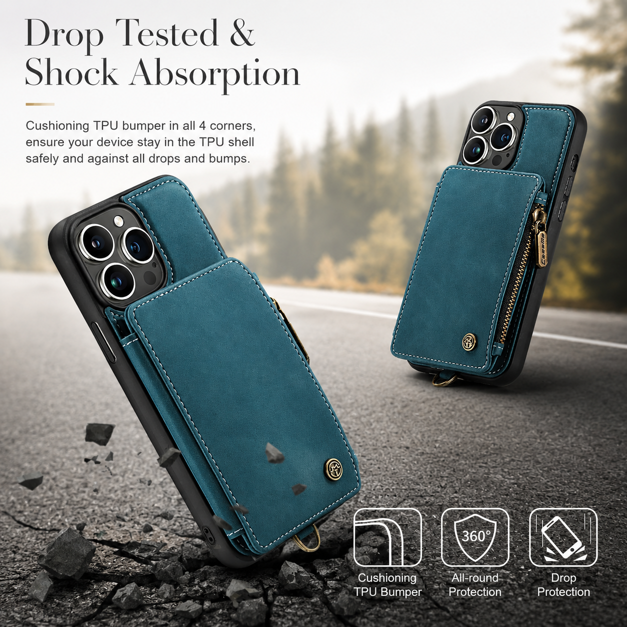Premium iPhone Case Wallet MagSafe Compatible Leather Card Holder Stand Protective Cover Camera Lens Protection Shockproof Slim Design