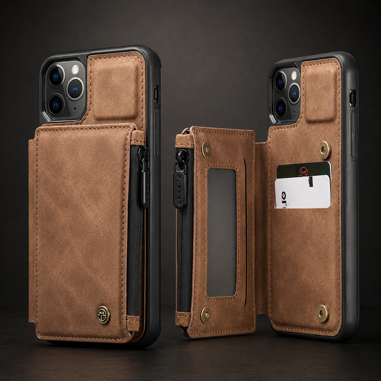 Premium iPhone Case Wallet MagSafe Compatible Leather Card Holder Stand Protective Cover Camera Lens Protection Shockproof Slim Design