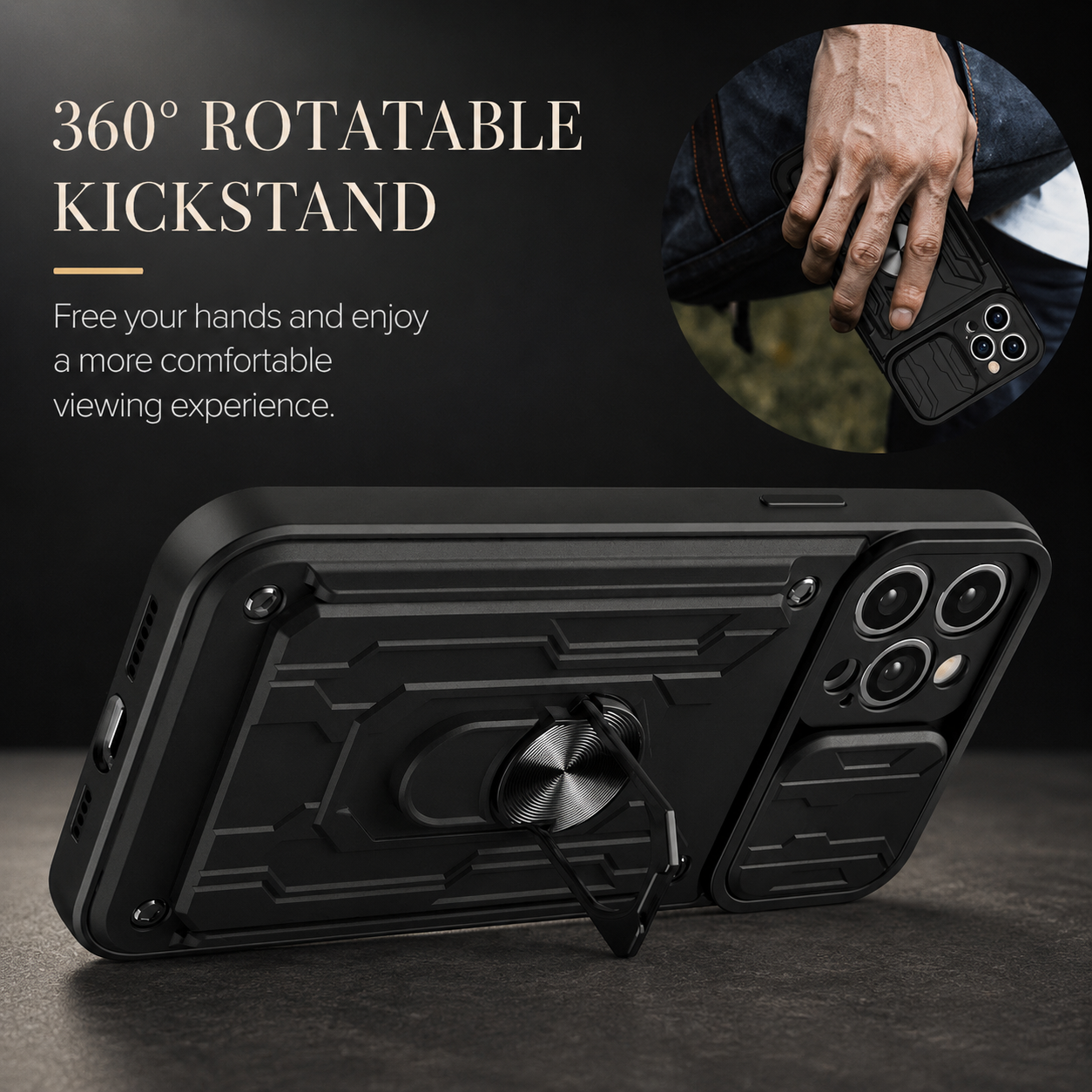Premium iPhone Case Wallet MagSafe Compatible Silicone Card Holder Ring Stand Protective Cover Camera Lens Protection Shockproof Slim Design