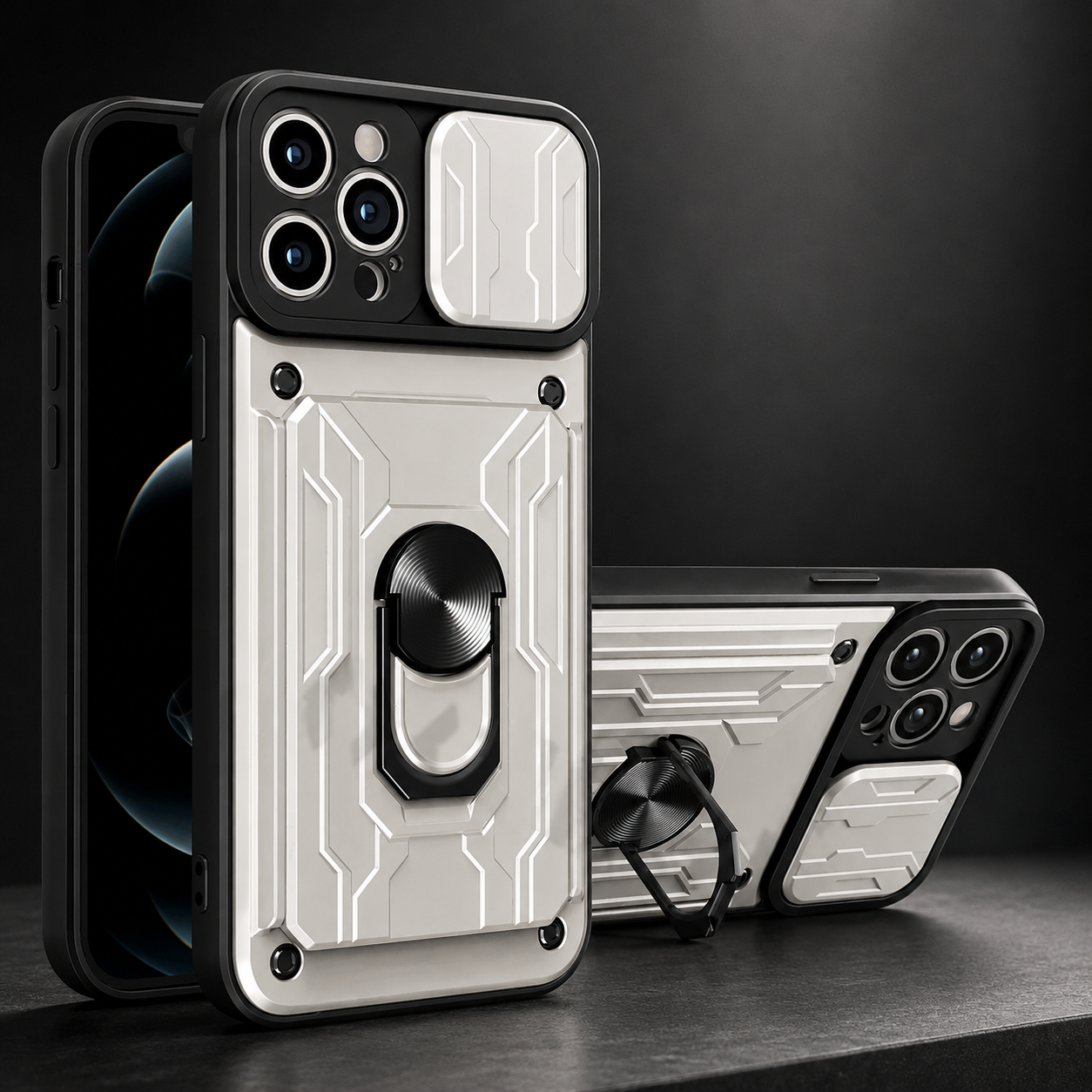 Premium iPhone Case Wallet MagSafe Compatible Silicone Card Holder Ring Stand Protective Cover Camera Lens Protection Shockproof Slim Design