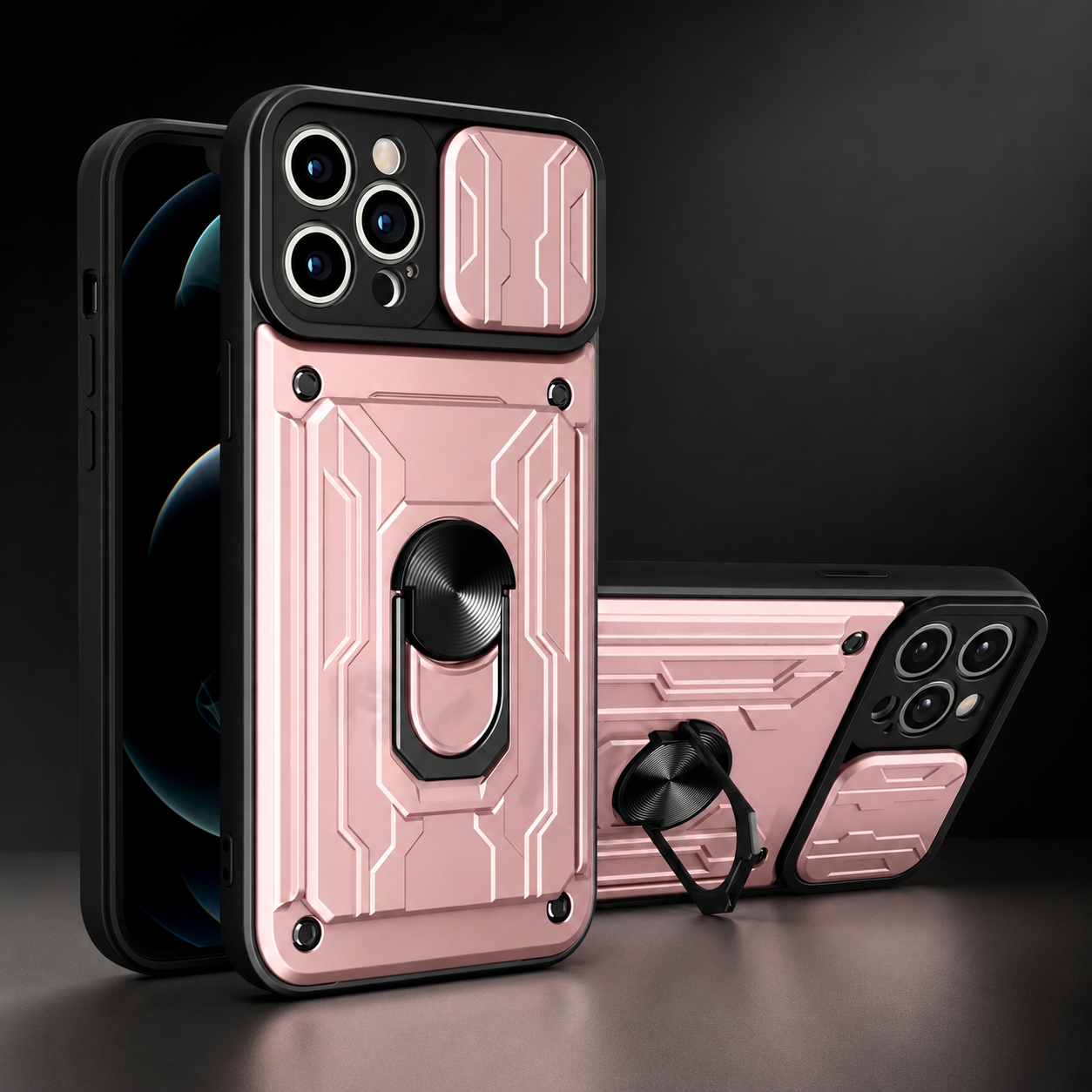 Premium iPhone Case Wallet MagSafe Compatible Silicone Card Holder Ring Stand Protective Cover Camera Lens Protection Shockproof Slim Design
