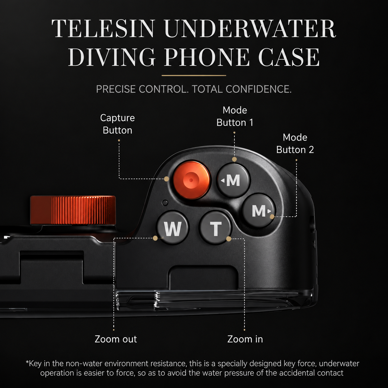 Premium iPhone Case Waterproof Diving Housing IP68 Protective Cover Bluetooth Camera Control Shockproof Full Body Protection Underwater Design