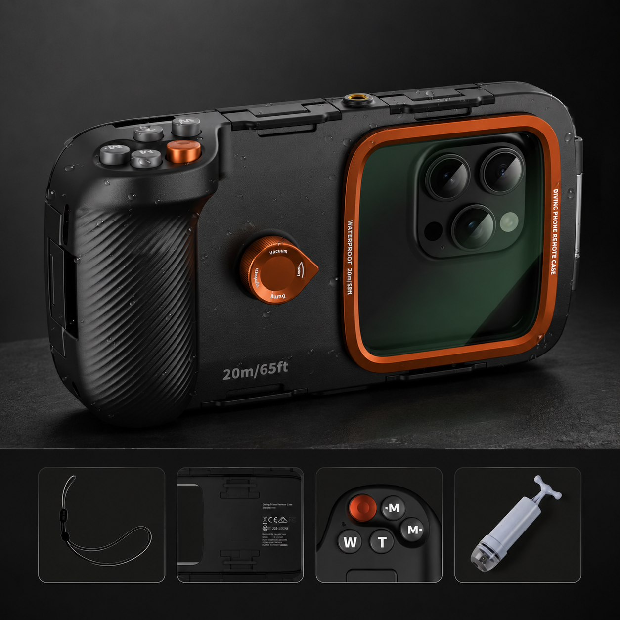 Premium iPhone Case Waterproof Diving Housing IP68 Protective Cover Bluetooth Camera Control Shockproof Full Body Protection Underwater Design
