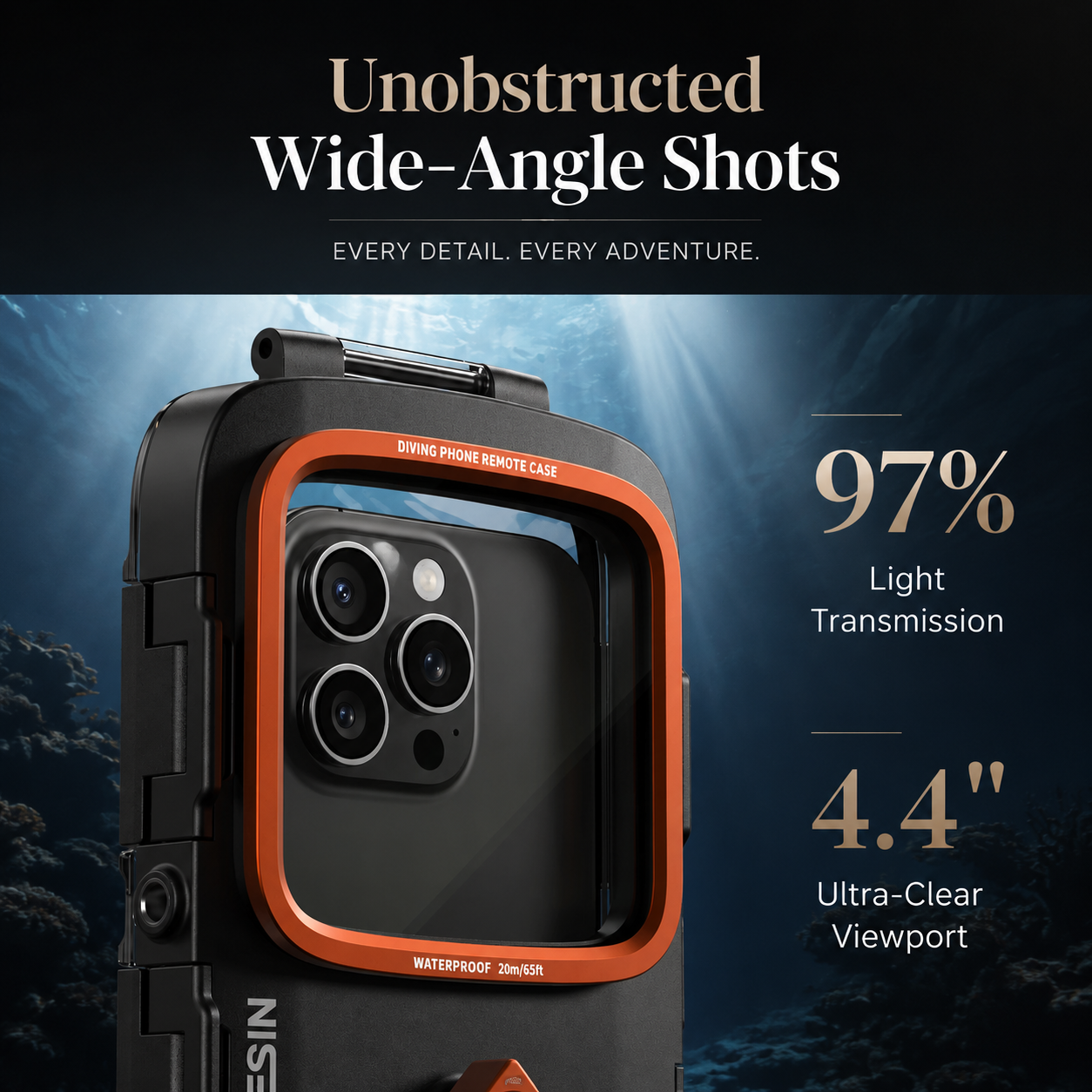 Premium iPhone Case Waterproof Diving Housing IP68 Protective Cover Bluetooth Camera Control Shockproof Full Body Protection Underwater Design