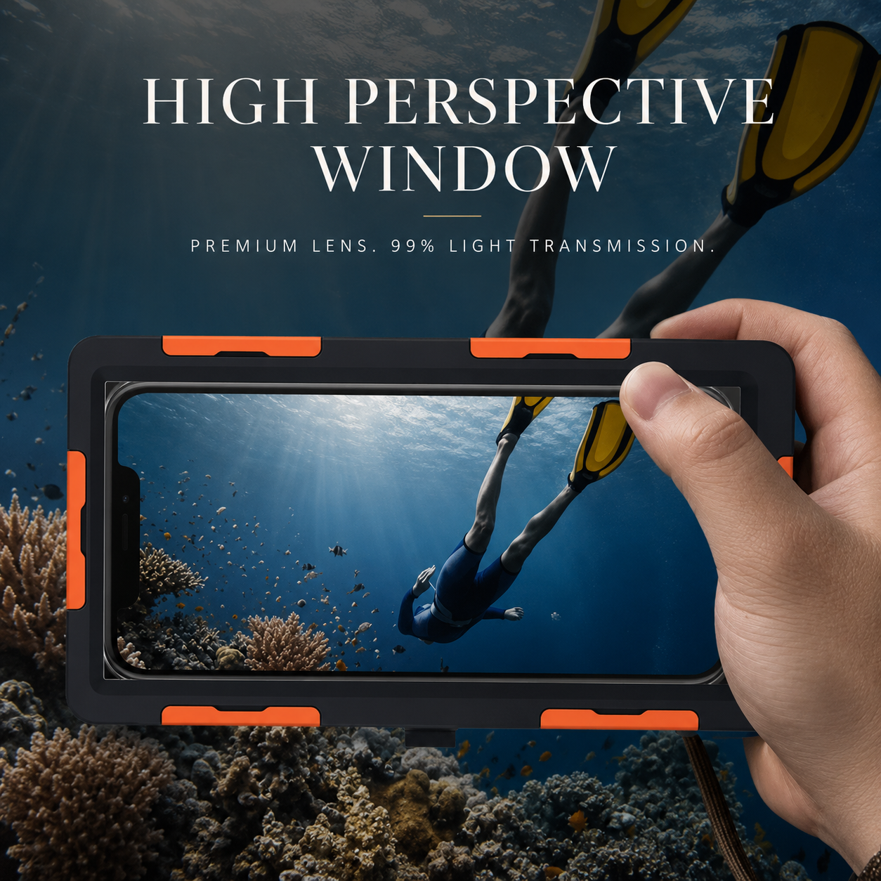 Premium iPhone Case Waterproof Diving Pouch Shockproof Protection Clear Camera Lens Visibility Secure Lanyard Full Body Coverage Underwater Protective Design