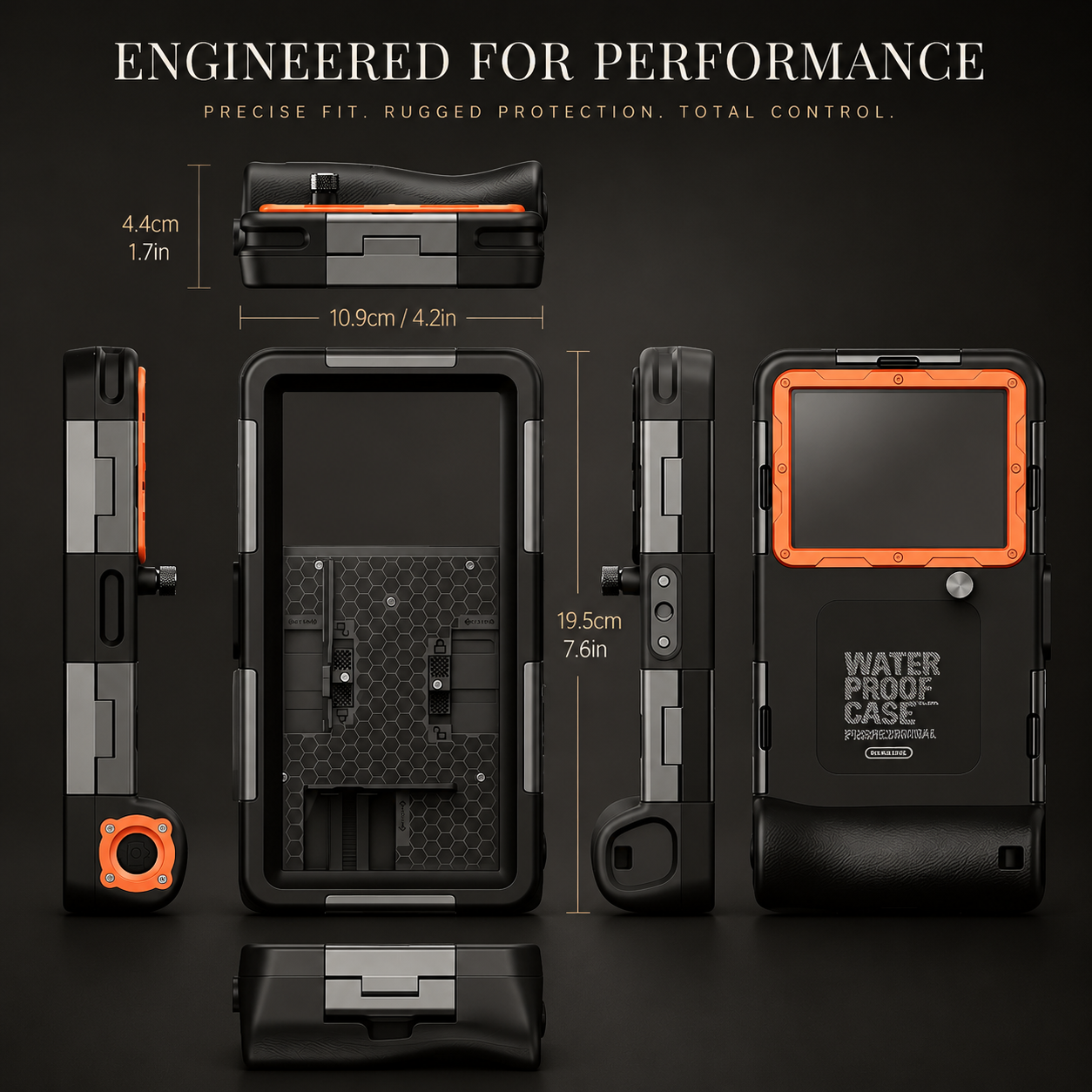 Premium iPhone Case Waterproof Full Housing Protective Cover 15m Diving 50ft Swimming Holster Lanyard Shockproof Heavy Duty Outdoor Case Dustproof Secure Seal Design