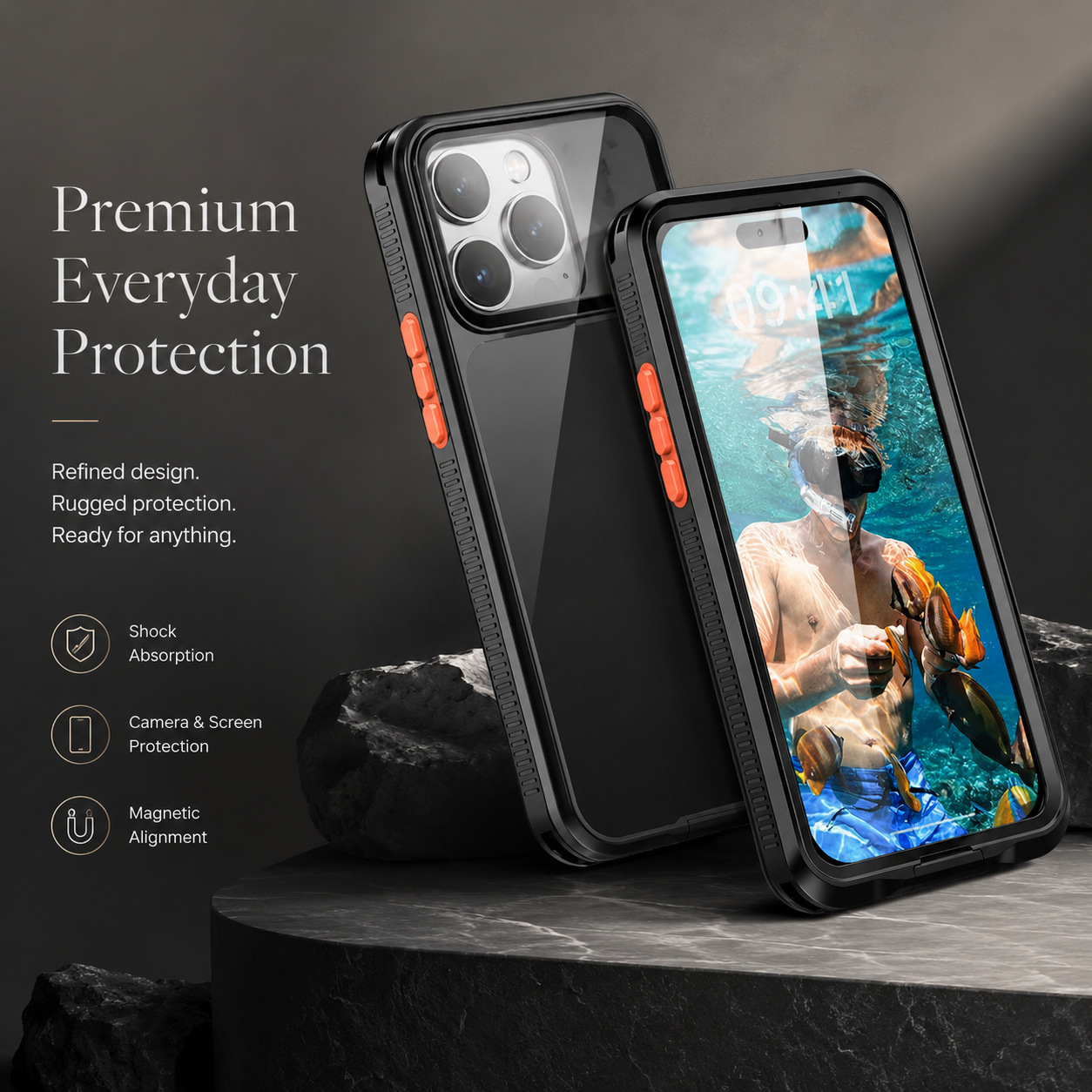 Premium iPhone Case Waterproof Shockproof Protective Cover IP68 Full Body Sealed Design Dustproof Underwater Protection Outdoor Use