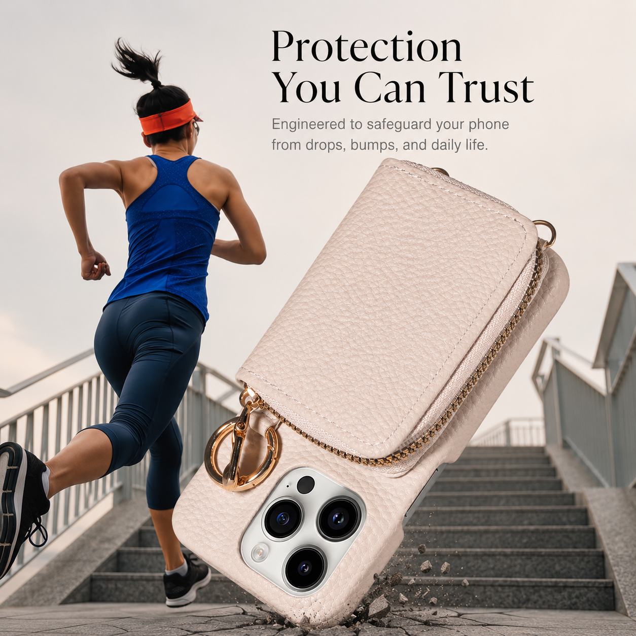Premium iPhone Case Zipper Wallet Crossbody Cover Card Holder Camera Lens Protection Magnetic Closure Shockproof Full Protection Slim Design