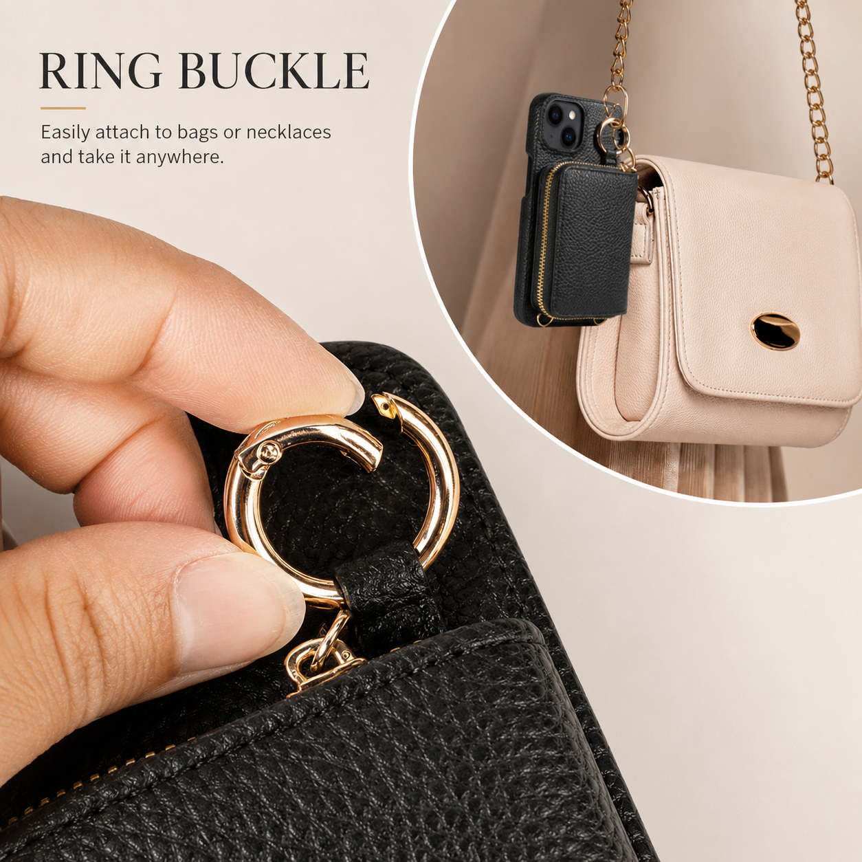 Premium iPhone Case Zipper Wallet Crossbody Cover Card Holder Camera Lens Protection Magnetic Closure Shockproof Full Protection Slim Design